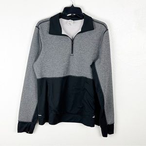ADIDAS Black And Gray Long Sleeves Quarter Zip Pullover Top, Size XL